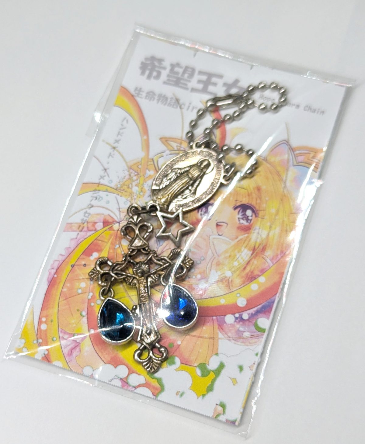 星の涙 希望チャームチェーン 鍵と赤い石のネックレス